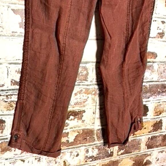 Anthropologie Hei Hei Embroidered Crochet Linen Cropped Marlena Trousers Pants - Picture 9 of 10